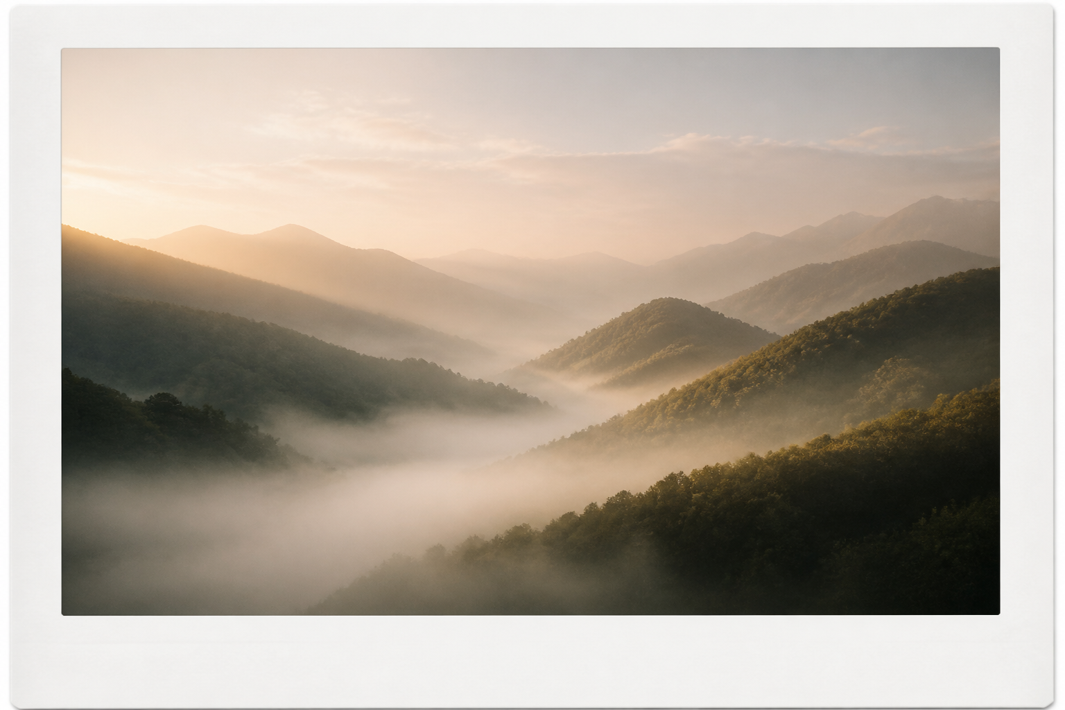 Misty hills at dawn